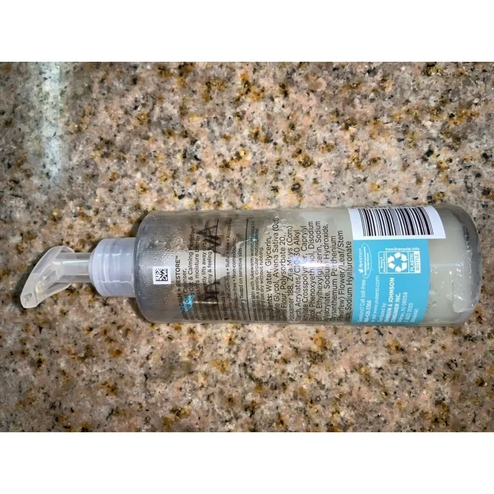 Used Aveeno Calm + Restore Nourishing Oat Cleanser For Sensitive Skin 7.8 oz‎
